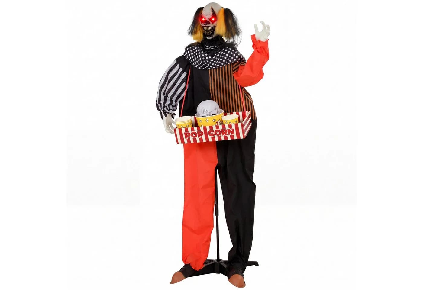 HOMCOM Animierter Halloween-Popcorn-Clown mit LED-Augen und Soundeffekten