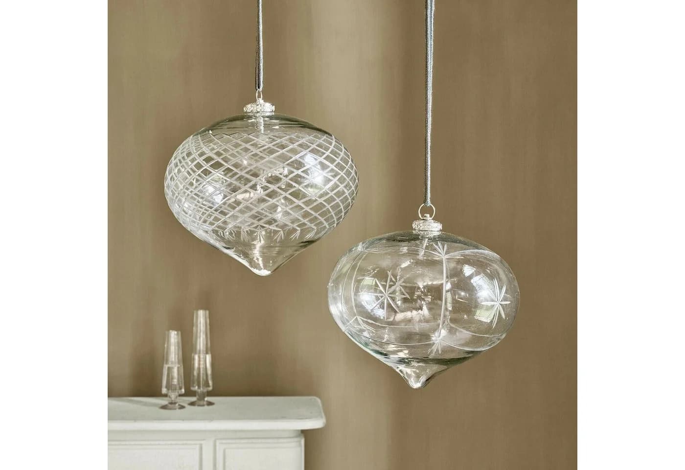 Mirabeau Christbaumschmuck 2er Set Péralise klar transparent