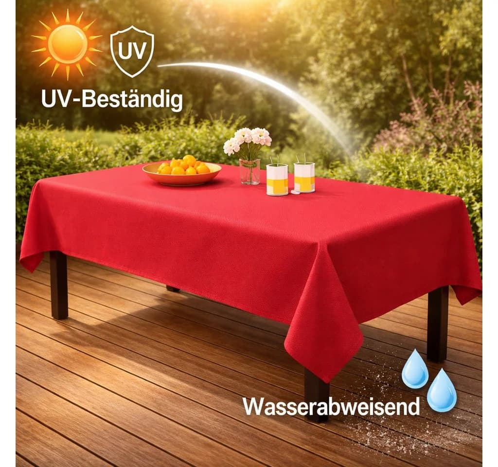 Stoffschmiede Gartentischdecke Rot Wasserabweisend UV-Schutz