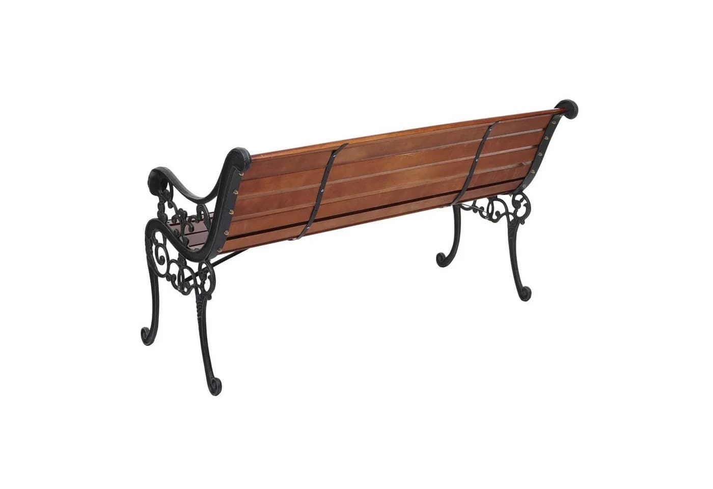 PROREGAL® Gartenbank 2-Sitzer Holz Gusseisen Braun