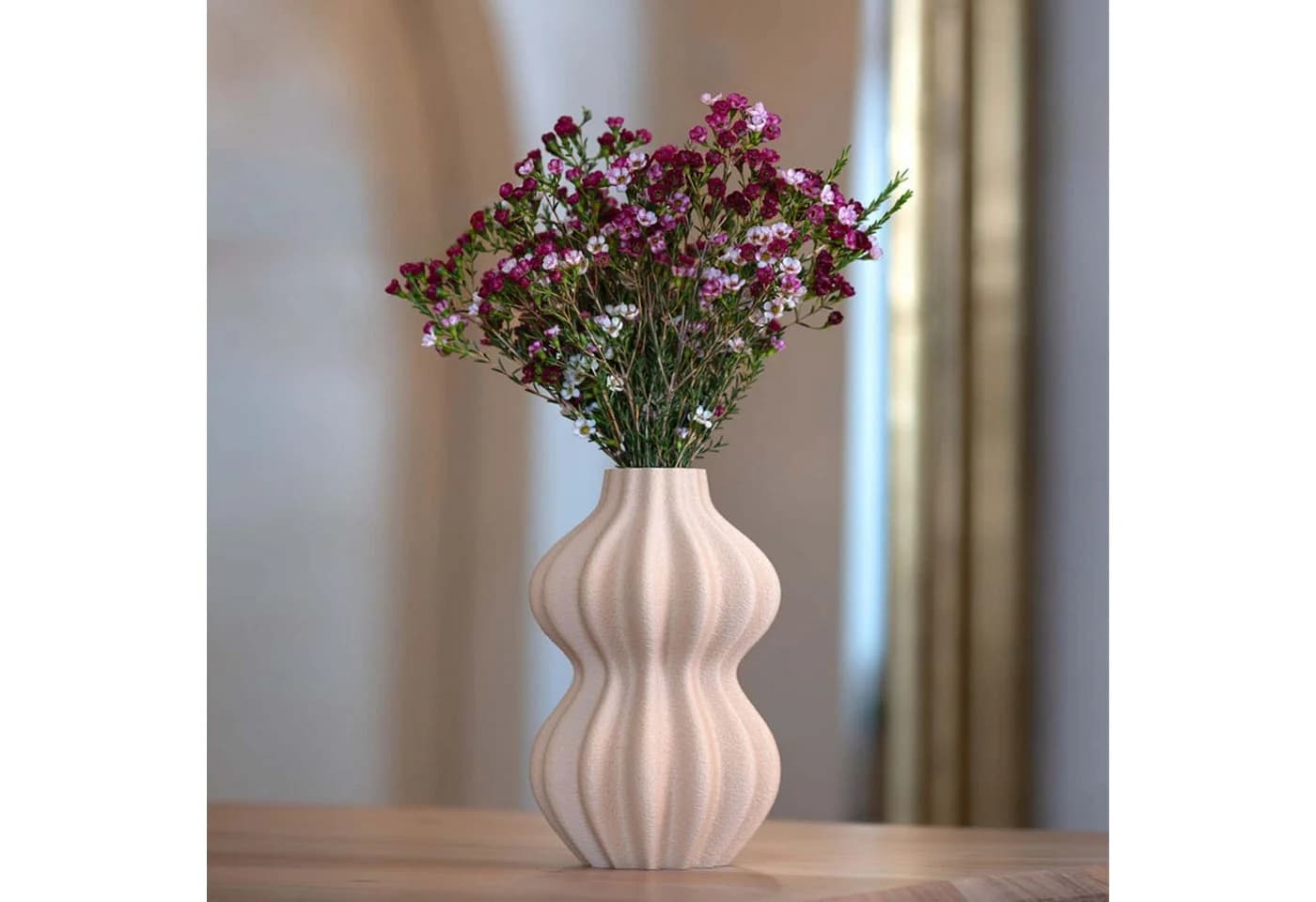 Art Novague Dekovase Elya Beige mit Glaseinsatz