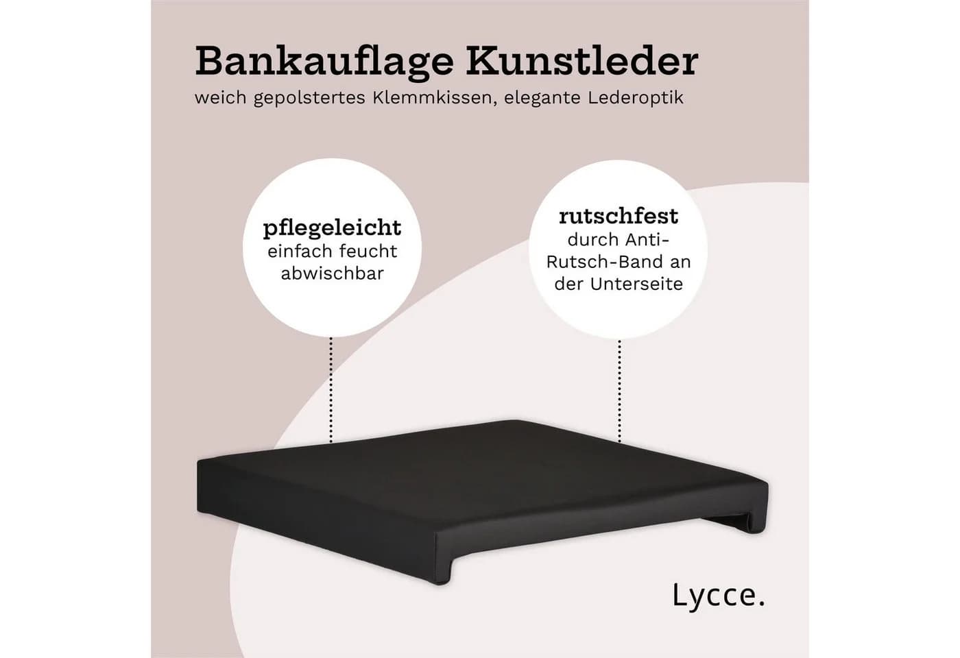 Lycce Bankauflage Klemmkissen Schwarz mit 2 Leisten