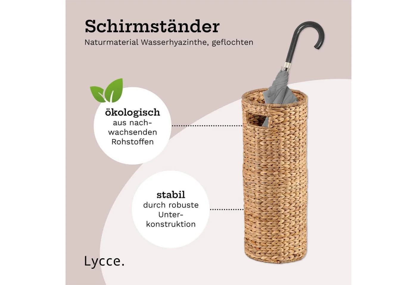 Lycce Schirmständer aus Wasserhyazinthen-Geflecht