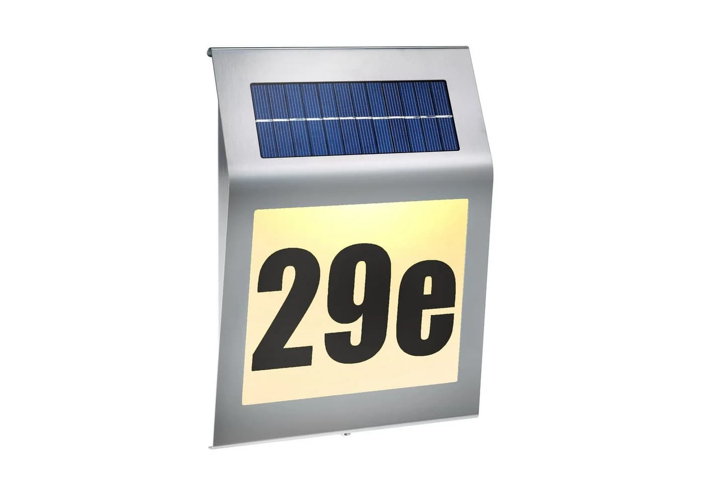 esotec LED Außen-Wandleuchte Solar Hausnummer STYLE 19,5x16,5cm DUO COLOR 5500K 2800K 102031, LED fest integriert, 2800K warmweiß, 5500K kaltweiß, Solarbetrieb, Edelstahloptik