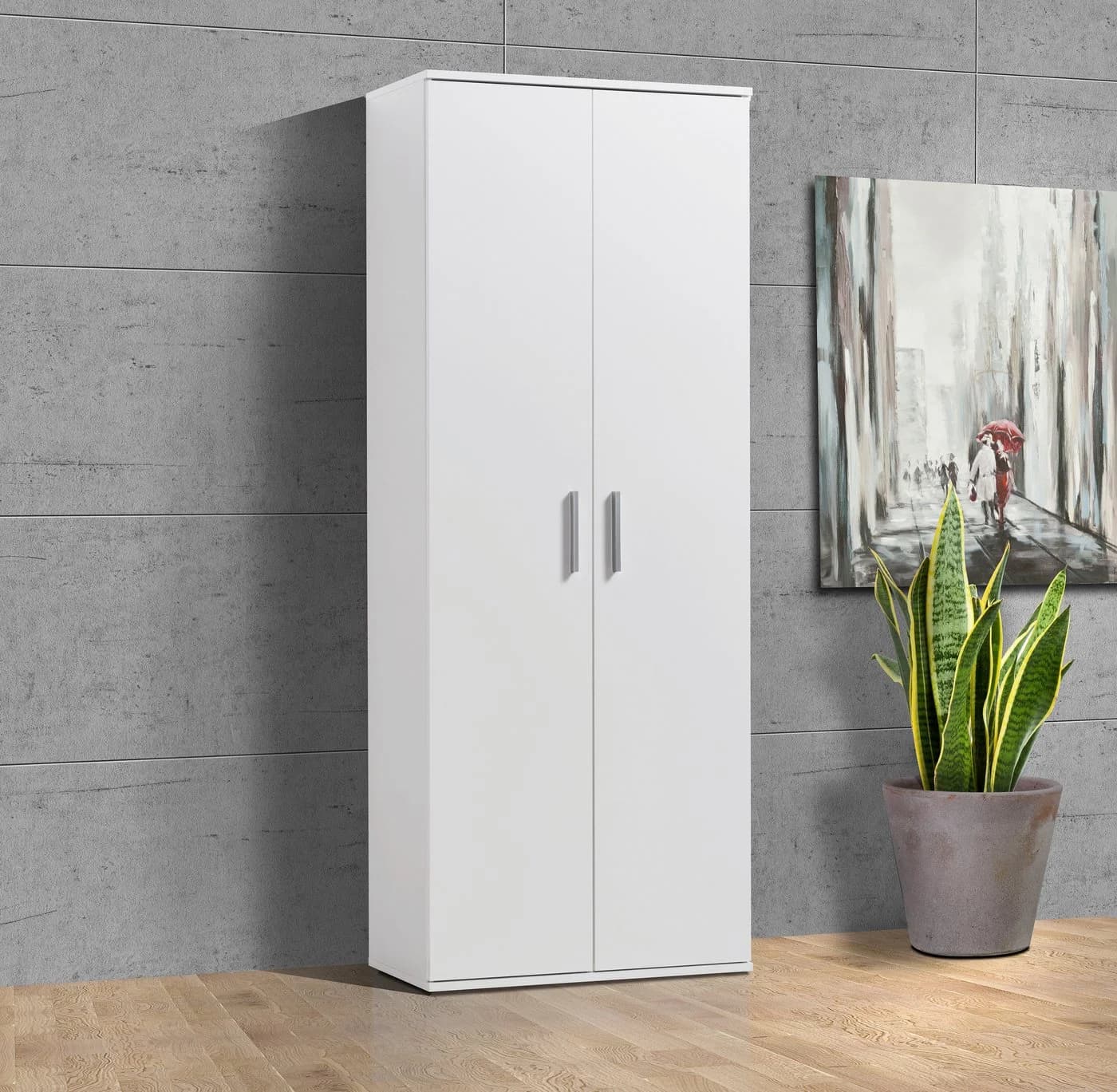 PROCONTOUR Mehrzweckschrank Clara Weiß 2 Türen 6 Böden