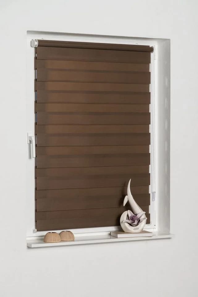 K-HOME Doppelrollo Maringa Klemmfix Braun Polyester