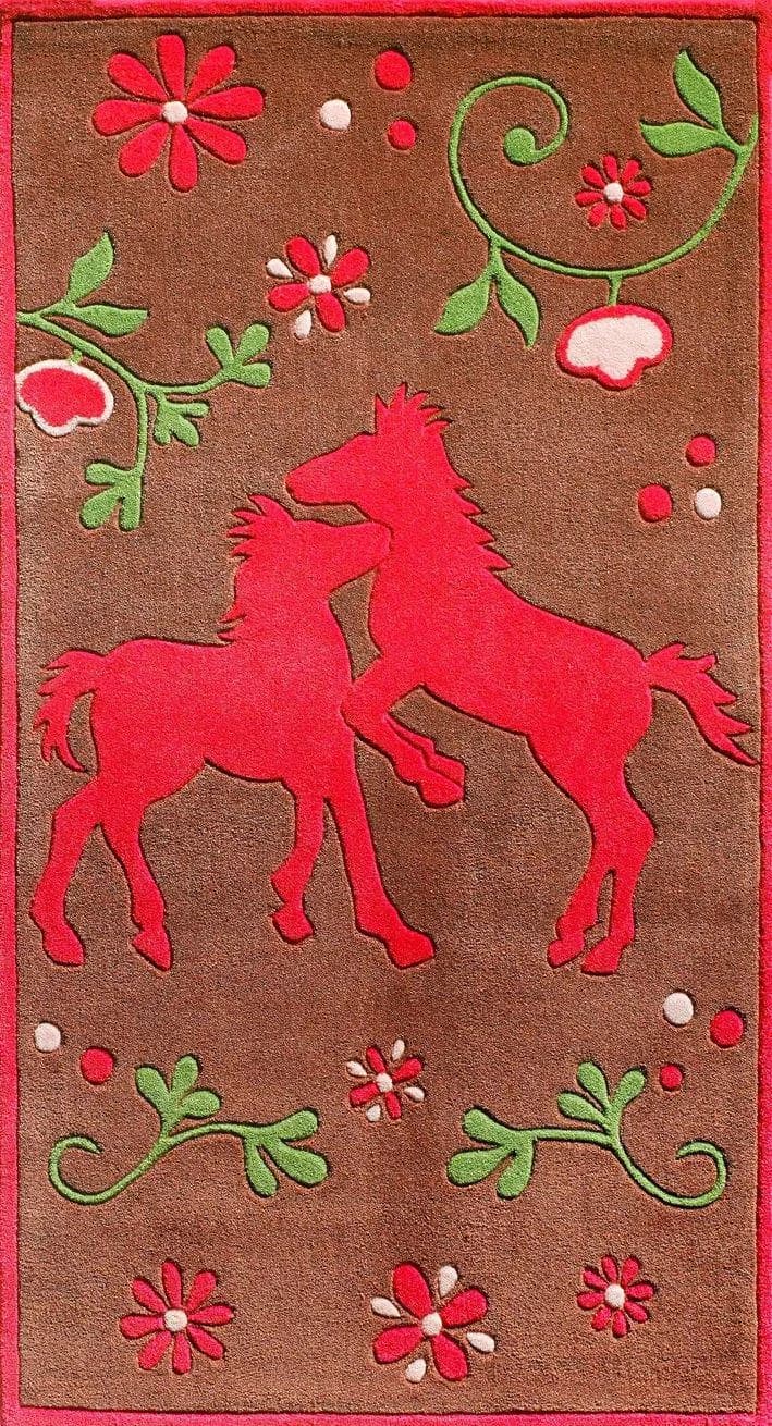 Teppich PFERDEFREUNDE Braun/Pink Polyacryl