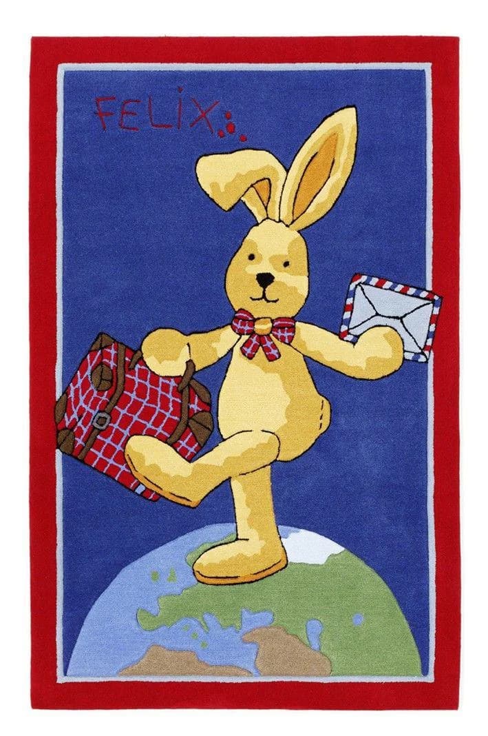 Teppich FELIX DER HASE Blau 100% Polyacryl Handtuft