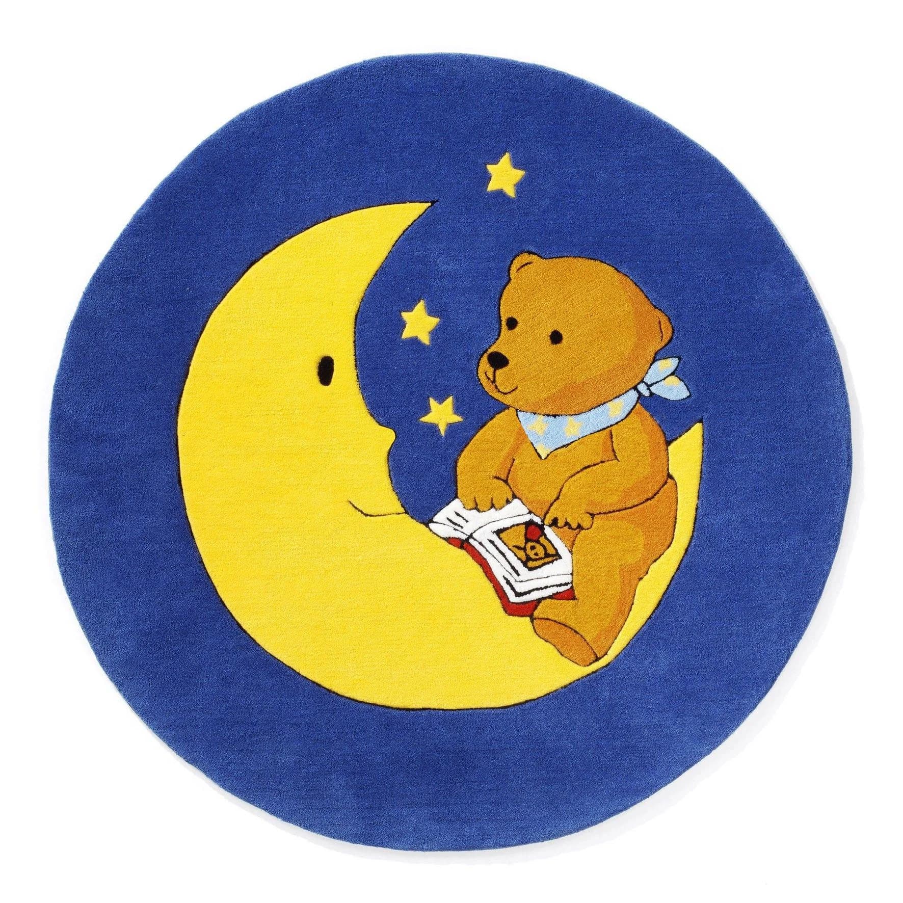 Teppich DER MONDBÄR Blau Handtuft Polyacryl Rund