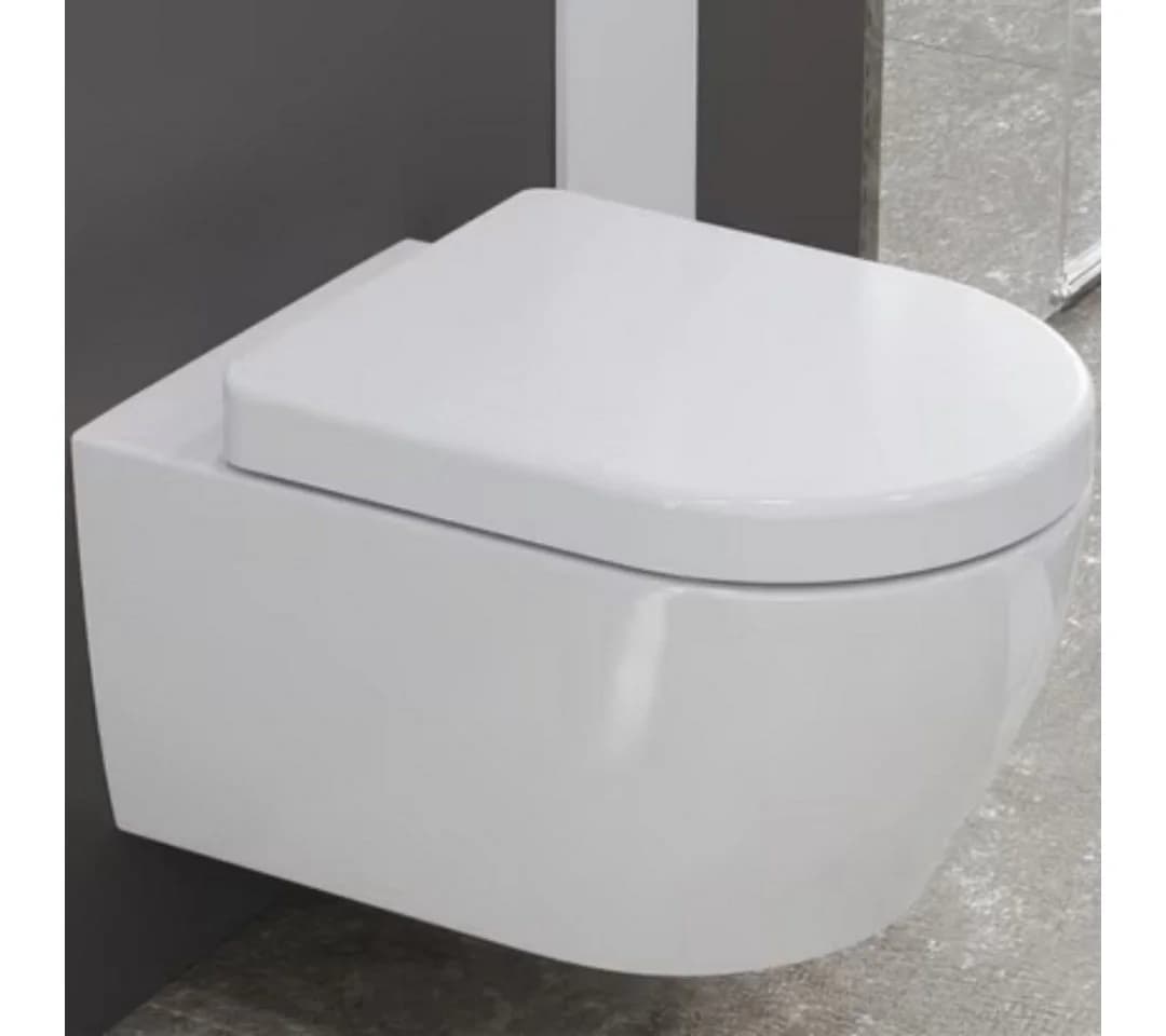 Aqua Bagno Tiefspül-WC Spülrandlose Toilette Wandmontage Weiss