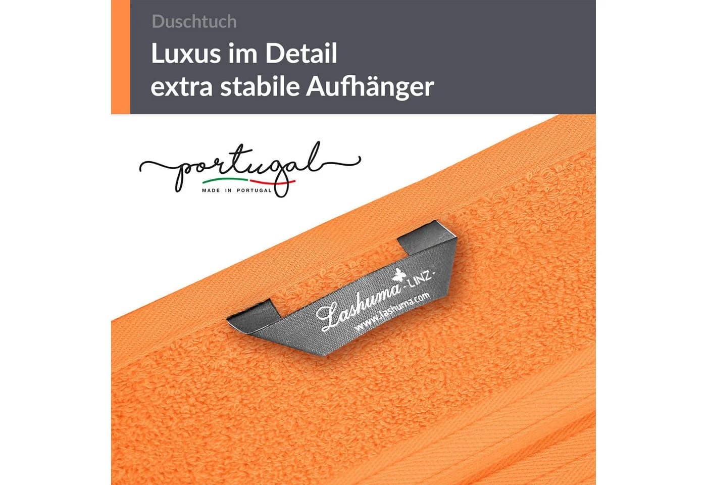 Lashuma Duschtuch Linz Frottee 70x140 cm Orange