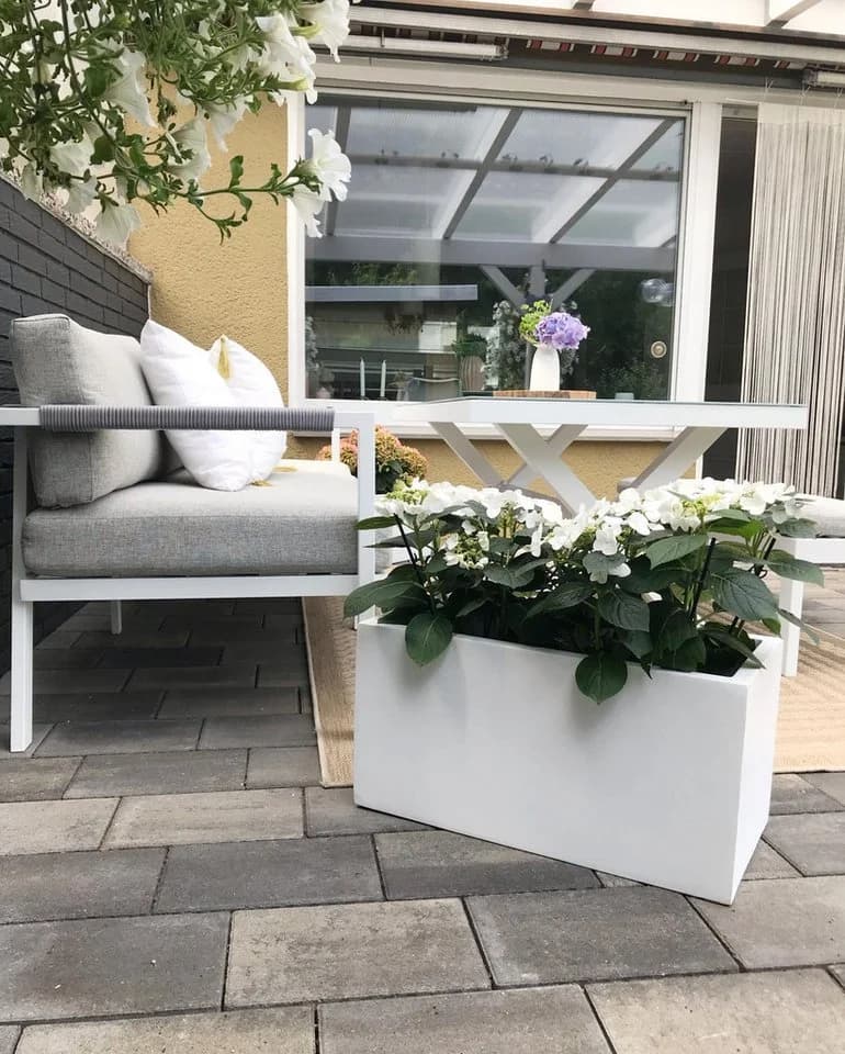 VIVANNO Pflanzkübel Fiberglas MAXI Kasten Weiß Matt