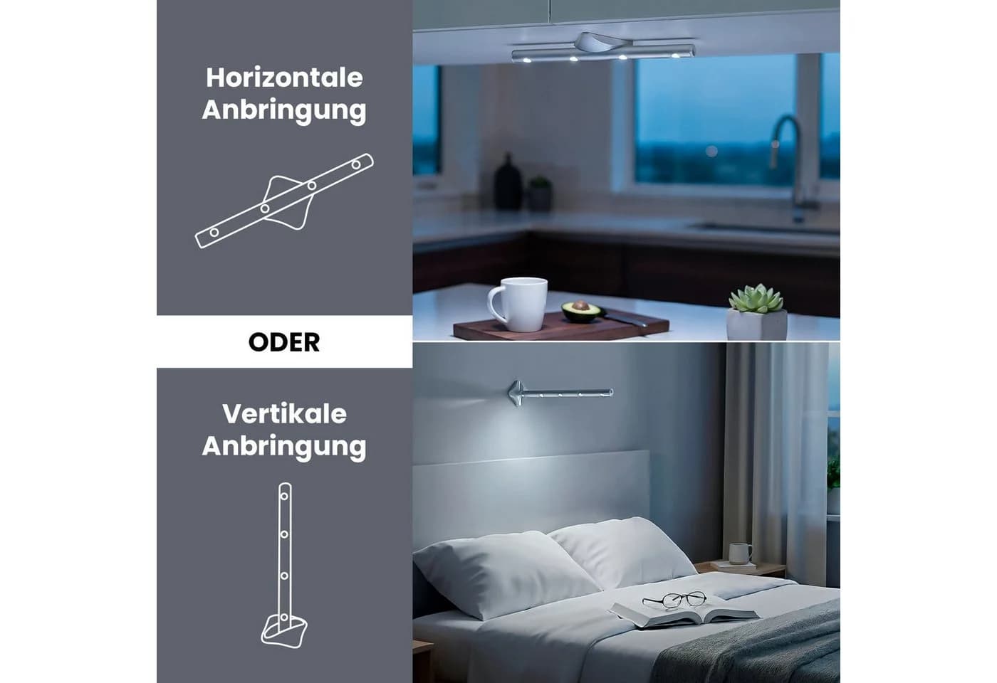 EAXUS LED Unterbauleuchte Silber Batteriebetrieben