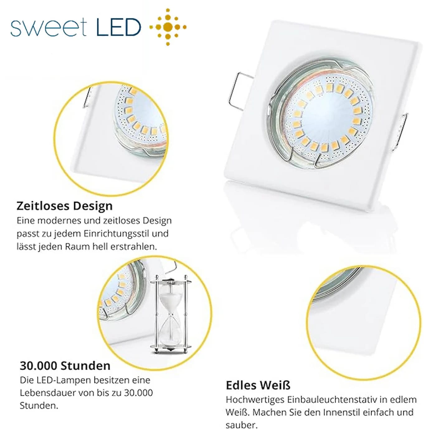 Sweet LED Einbaustrahler 10er Set GU10 5W weiß-matt