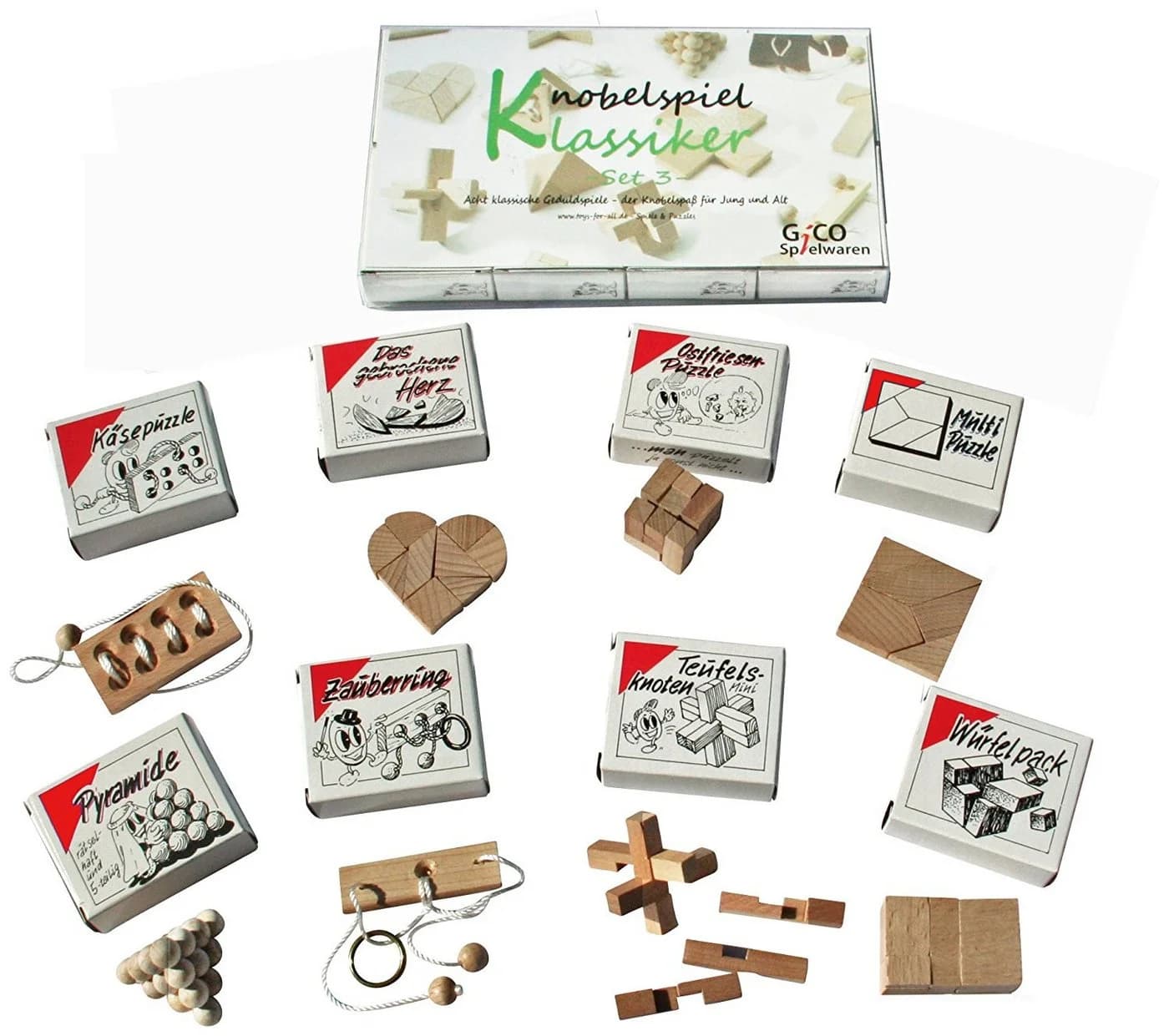 GICO Knobelspiel Klassiker Set 8 Mini-Puzzles