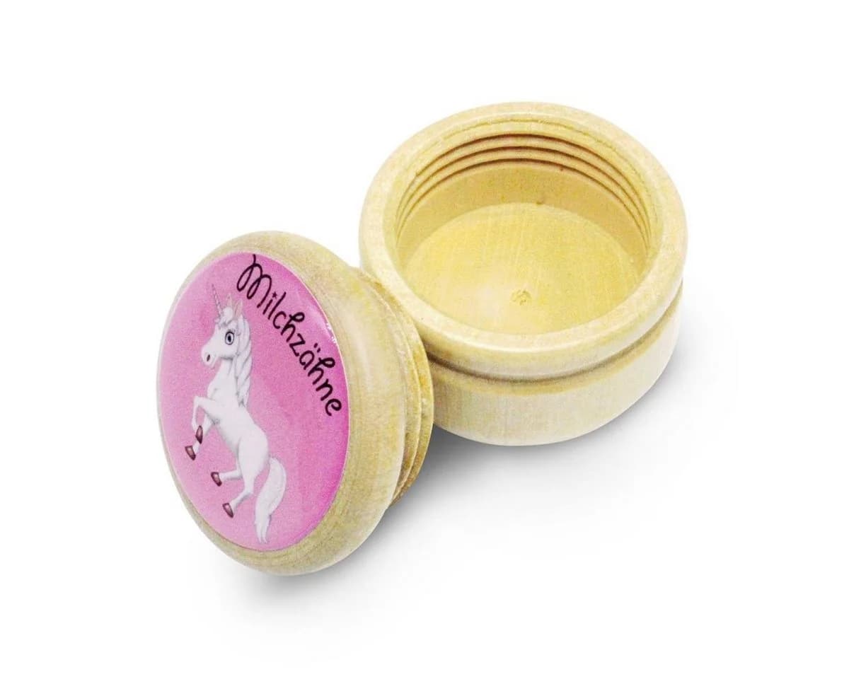 GICO Milchzahndose Einhorn Holz mit Drehverschluss