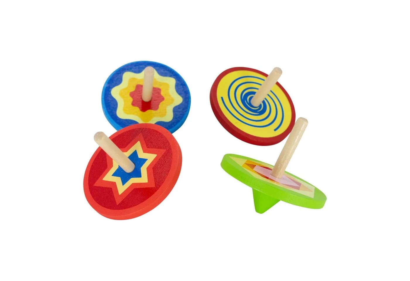 GICO Holzkreisel Set – 4 bunte Kreisel als Lernspielzeug für Kinder