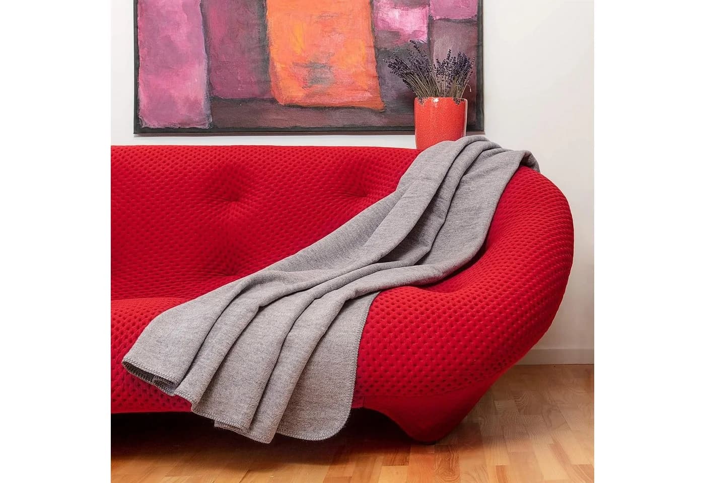 Glart Wolldecke Grau-Meliert Kuscheldecke Baumwolle