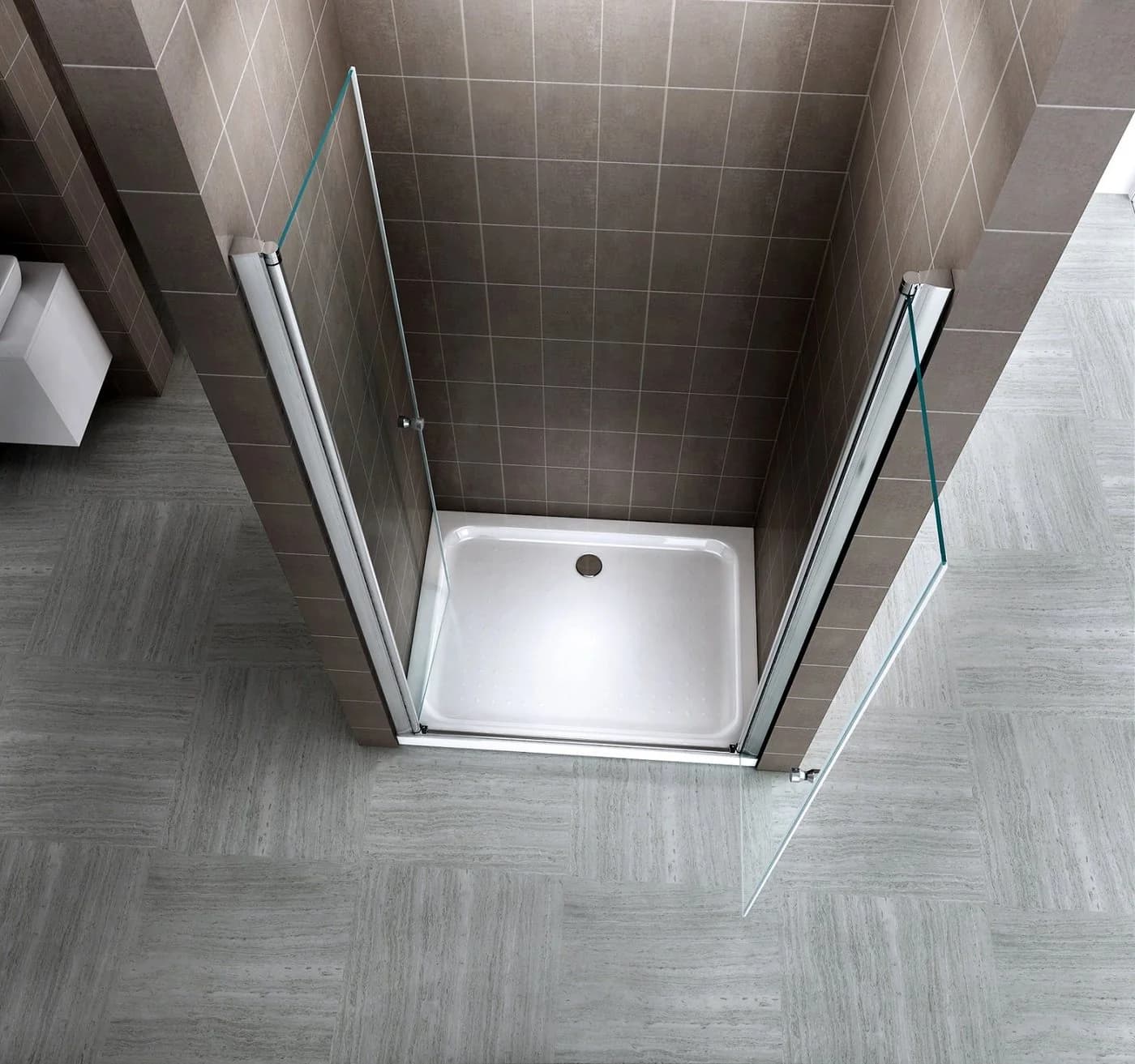 i-flair Dusch-Doppelflügeltür Lima ESG Glas Aluminium Chrom