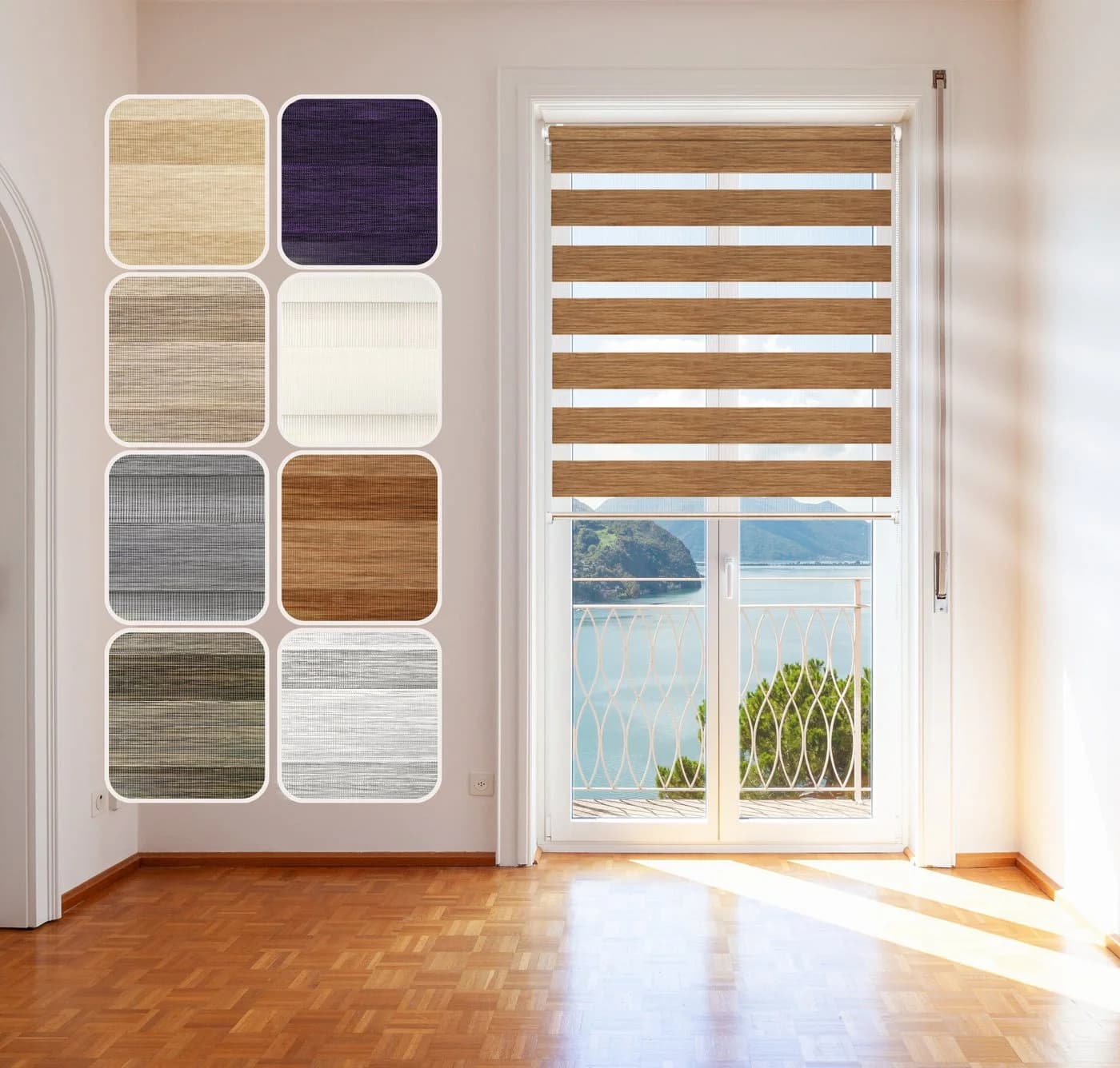 DomDeco Doppelrollo Klemmfix Braun Polyester Sichtschutz
