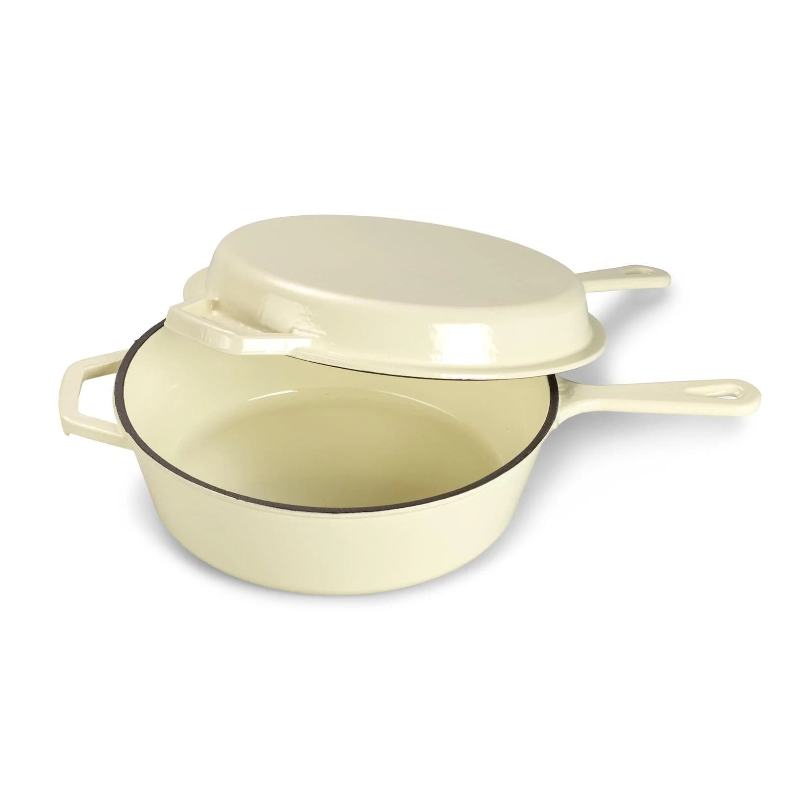 ECHTWERK Topf & Pfanne aus Gusseisen Creme 26,5 x 42 cm