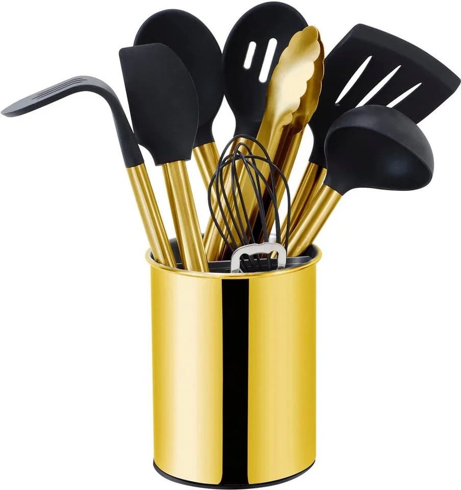 ECHTWERK Küchenorganizer-Set 10-tlg. Gold Edelstahl Silikon
