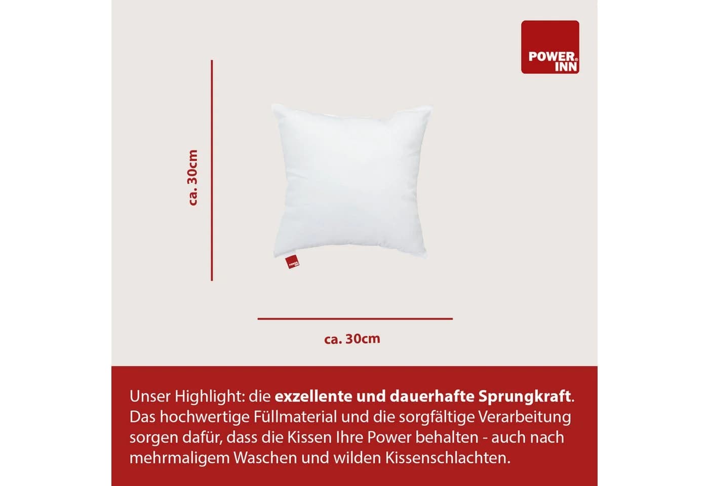 POWER INN Innenkissen Baumwolle 30x30 cm Waschbar