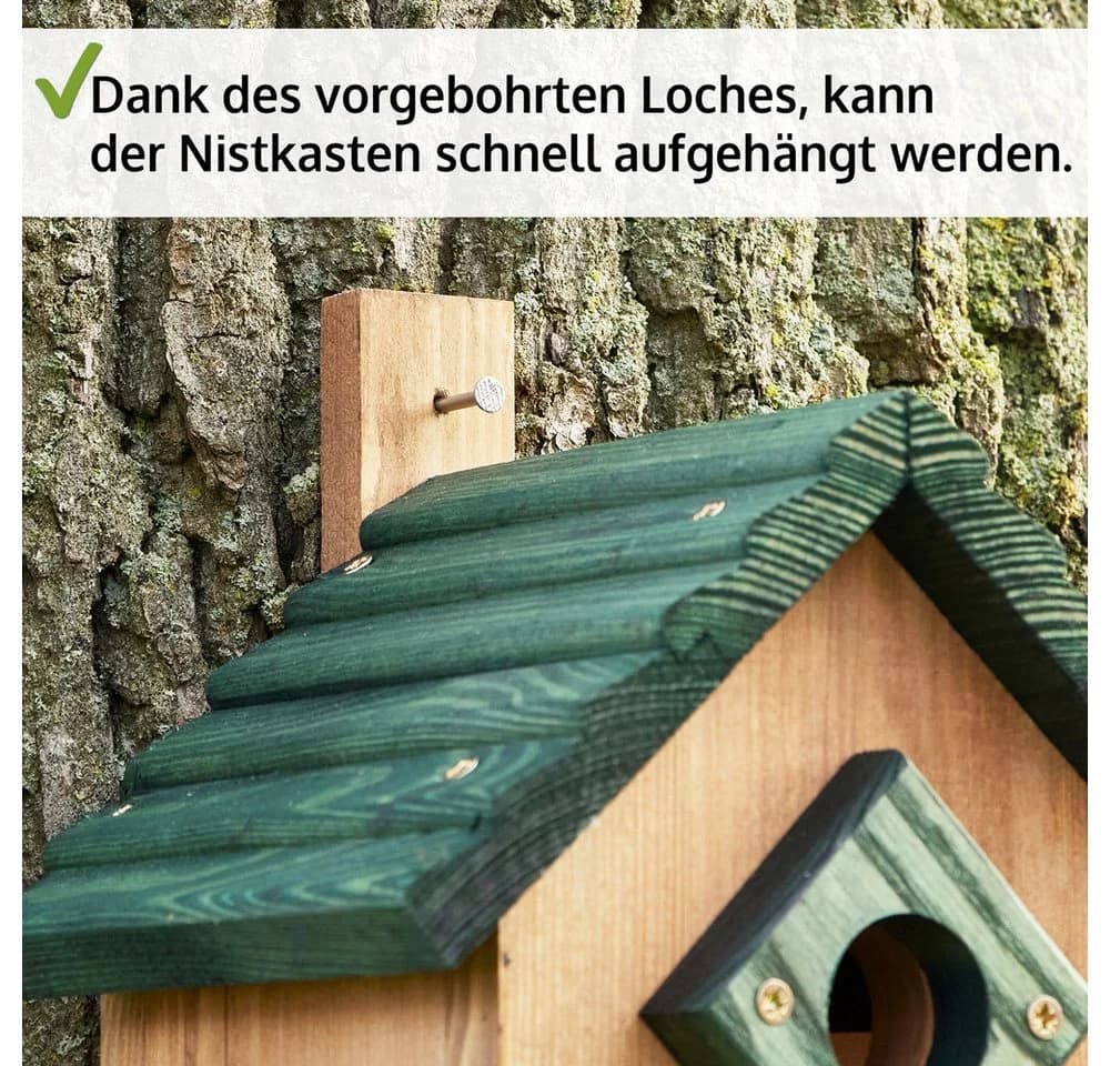 Zooprinz Nistkasten Vogelhaus Grün Satteldach Vollholz
