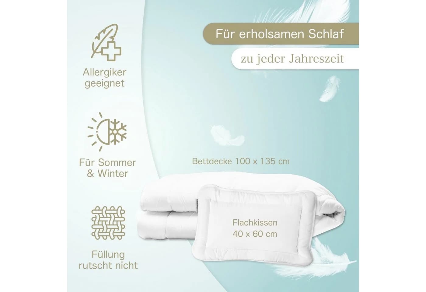 KiGATEX Kinderbettdecke + Kopfkissen Set 2-tlg. Elefantensteppung Weiß