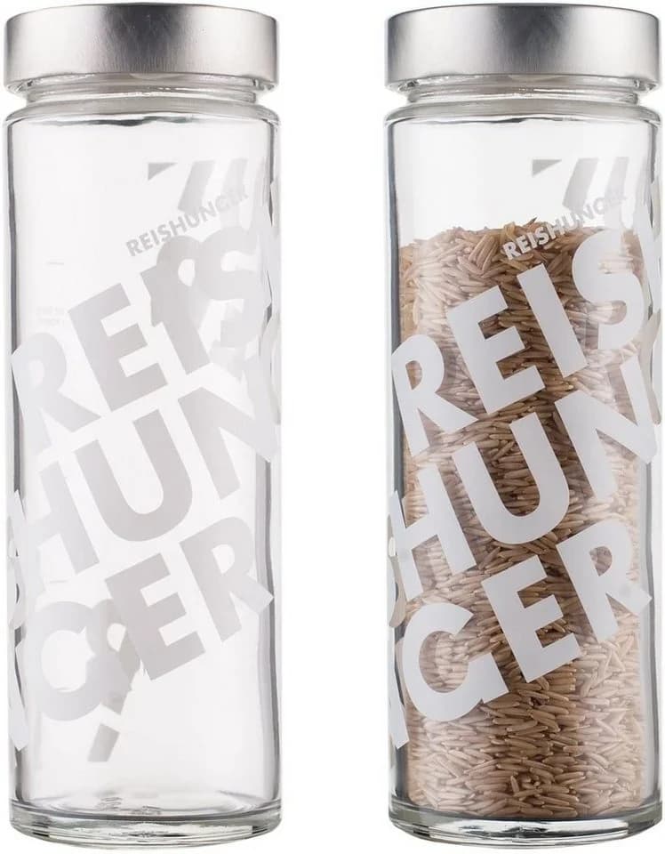 Reishunger Vorratsglas 600g Massivglas mit Dosierskala & Alu-Deckel