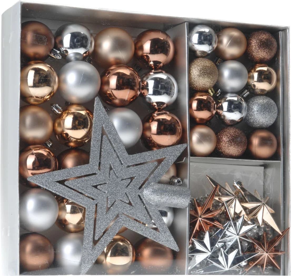 SPETEBO Weihnachtskugeln Kupfer/Silber Shatterproof Baumschmuck Set