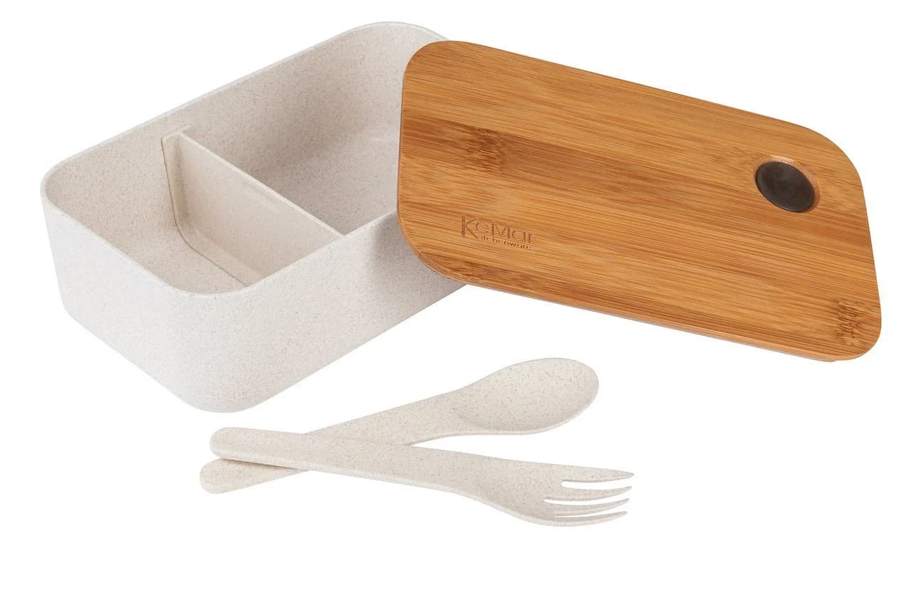 KeMar Kitchenware Lunchbox Set 6-tlg. mit Bambusdeckel & Besteck