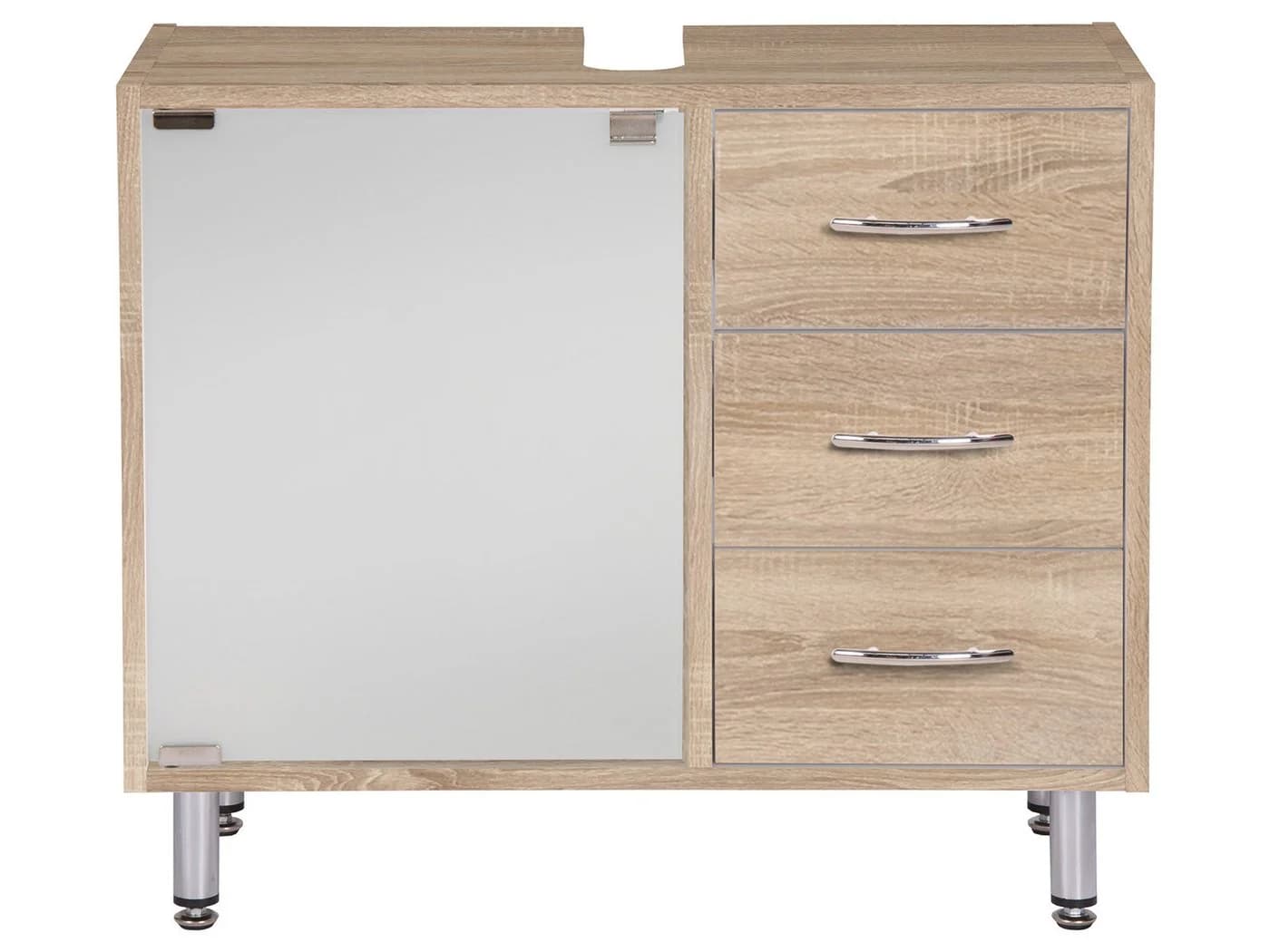 Finori Waschbeckenunterschrank Sonoma Eiche mit Glas