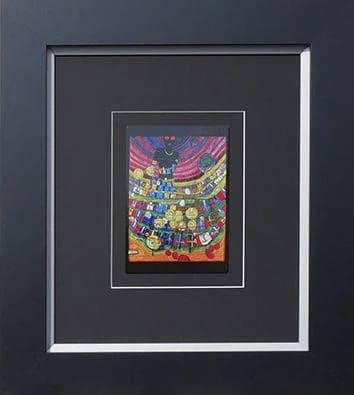Kunstdruck HUNDERTWASSER Schwarz Bunt Gerahmt