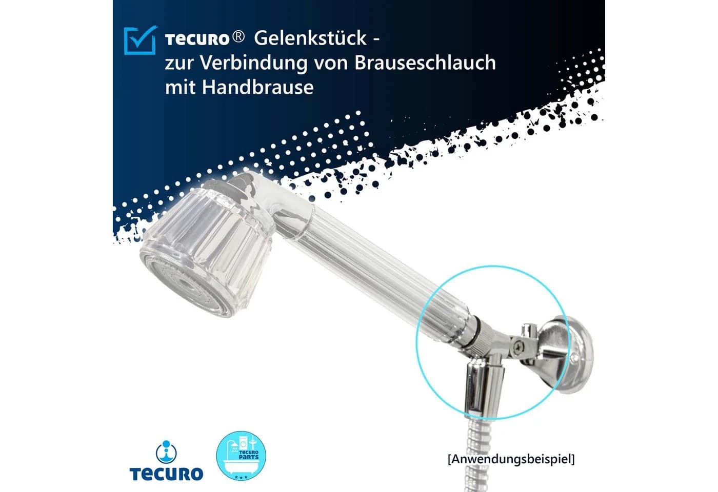 tecuro Brausehalter Gelenkstück - Verstellbar für Brausestangen und Schläuche
