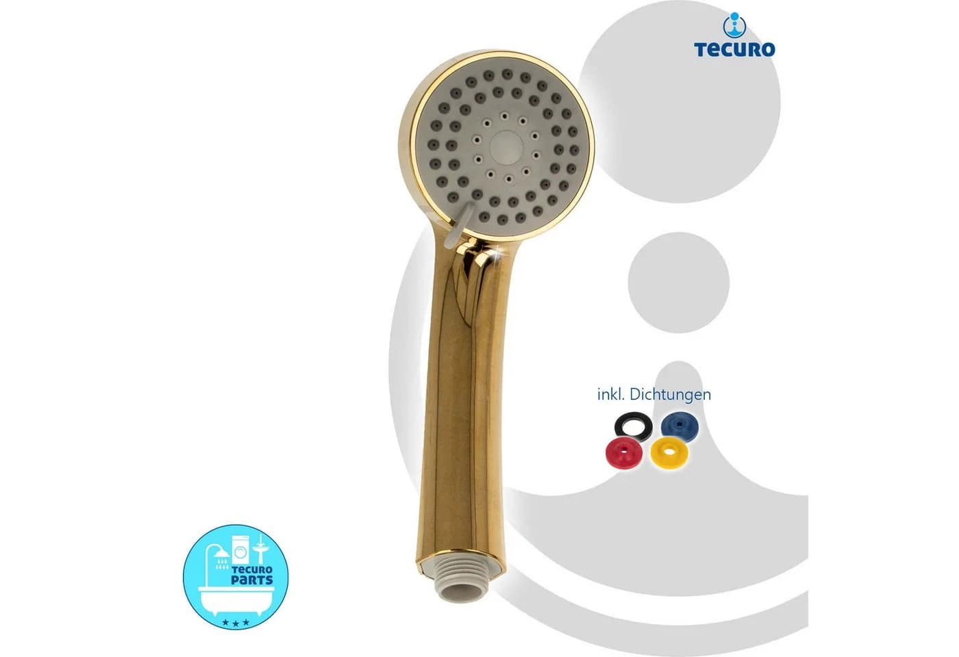 tecuro Duschbrause Handbrause ew-080 Gold 3-Funktionen Anti-Kalk