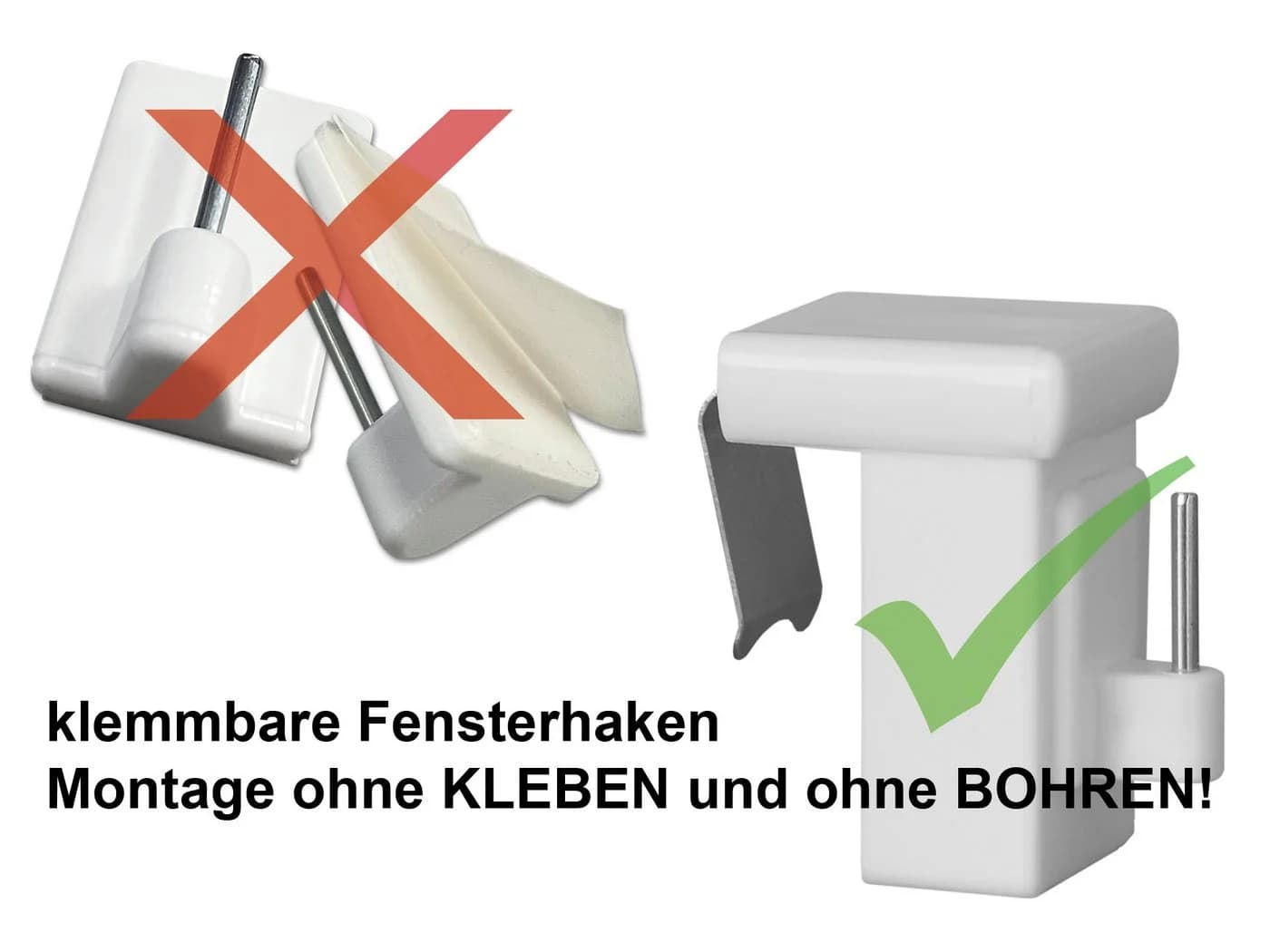 dekondo Fensterhaken Dekohaken Weiß Klemmfix 10-27 mm Rahmenstärke