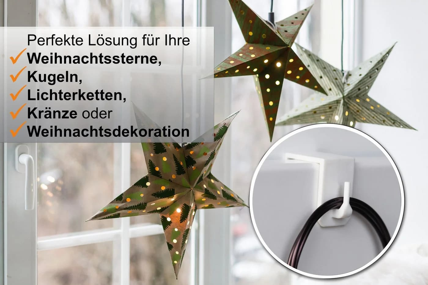 dekondo Fensterhaken 10er Set Weiß Klemmfix für Gardinenstangen 15-25mm