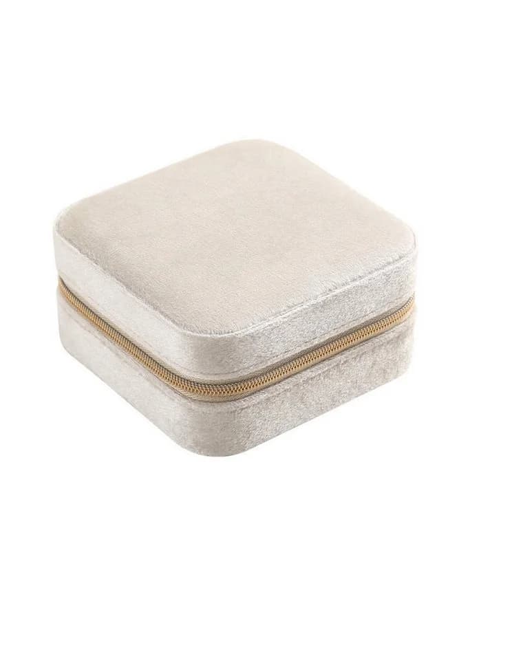 Paletti Schmuckkasten Schmuck-Etui Velours elegante Schmuckbox Reiseetui Beige