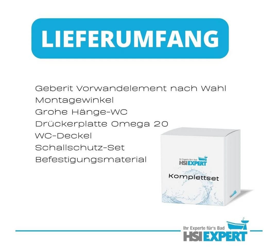 Geberit Vorwandelement UP200 mit Grohe Spülrandlos WC & Drückerplatte