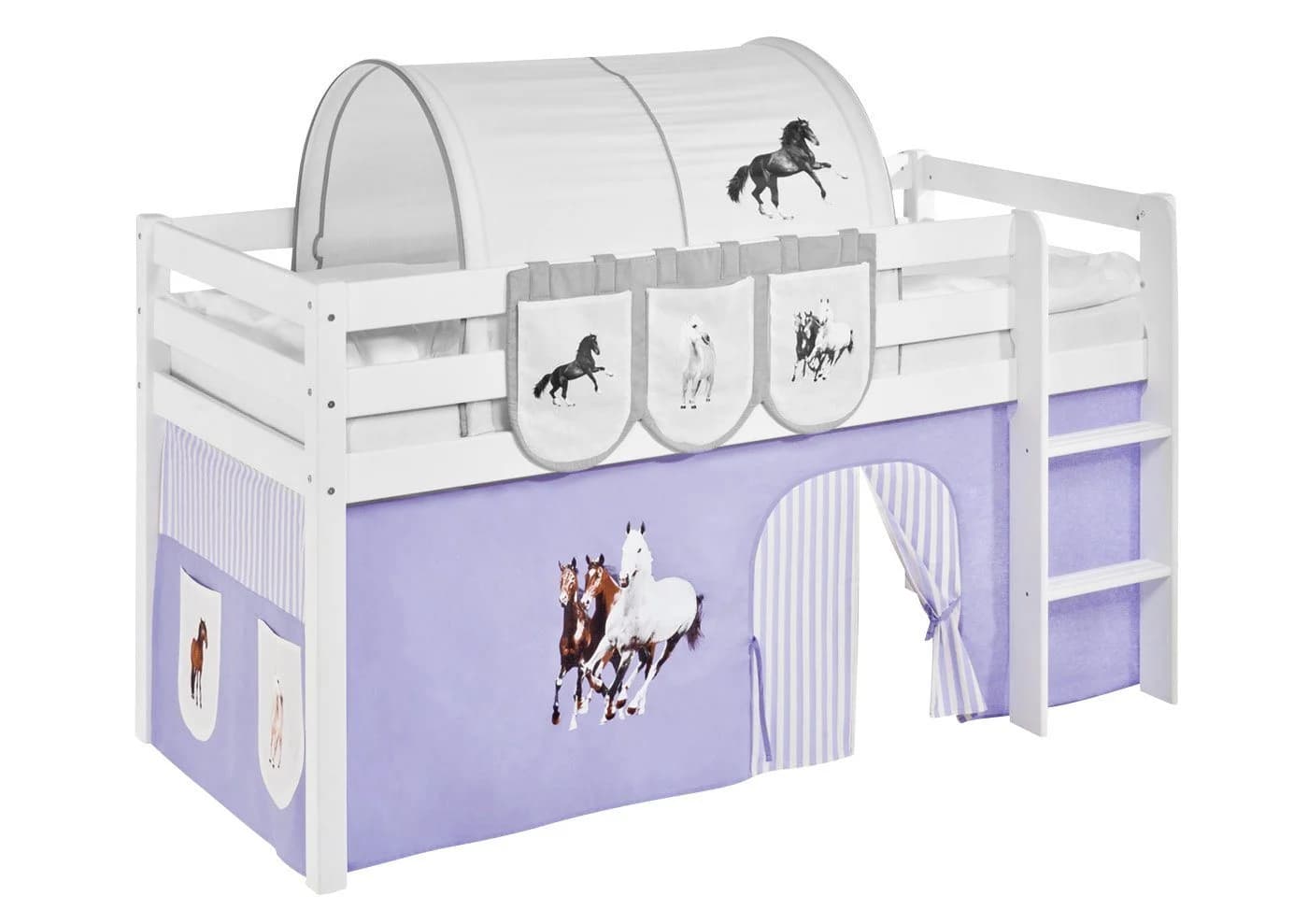 Lilokids Bettvorhang Pferde Lila/Beige für Hochbett