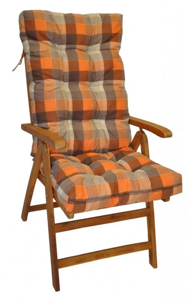 Rattani Hochlehnerauflage Polster Orange Karo Motiv
