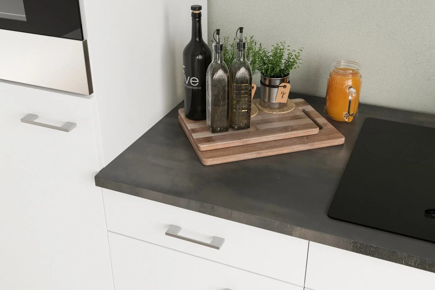 Flex-Well Küchenunterschrank 50 cm Weiß Toska mit Arbeitsplatte