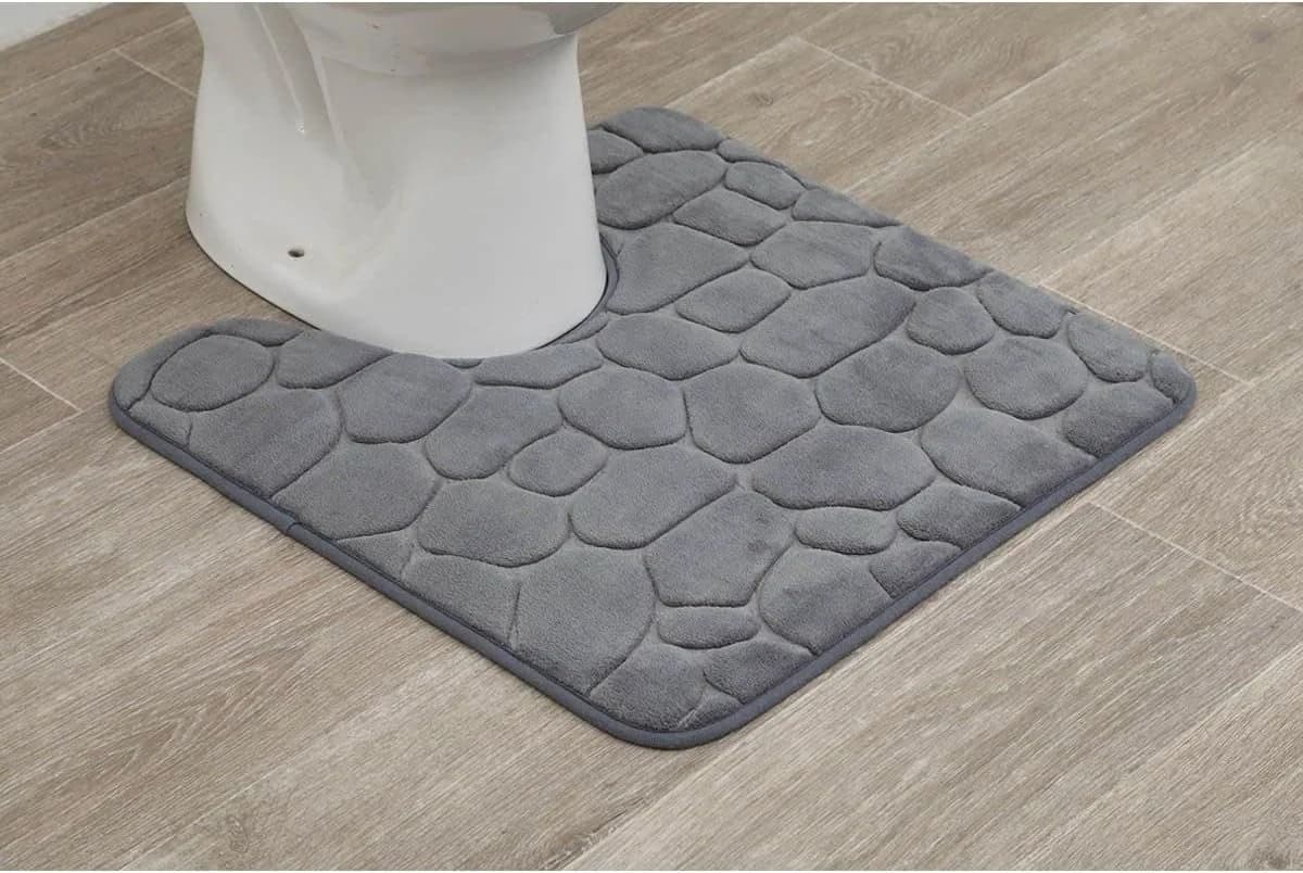 LikeKa WC-Vorleger Grau mit Ausschnitt Memory Foam Badteppich