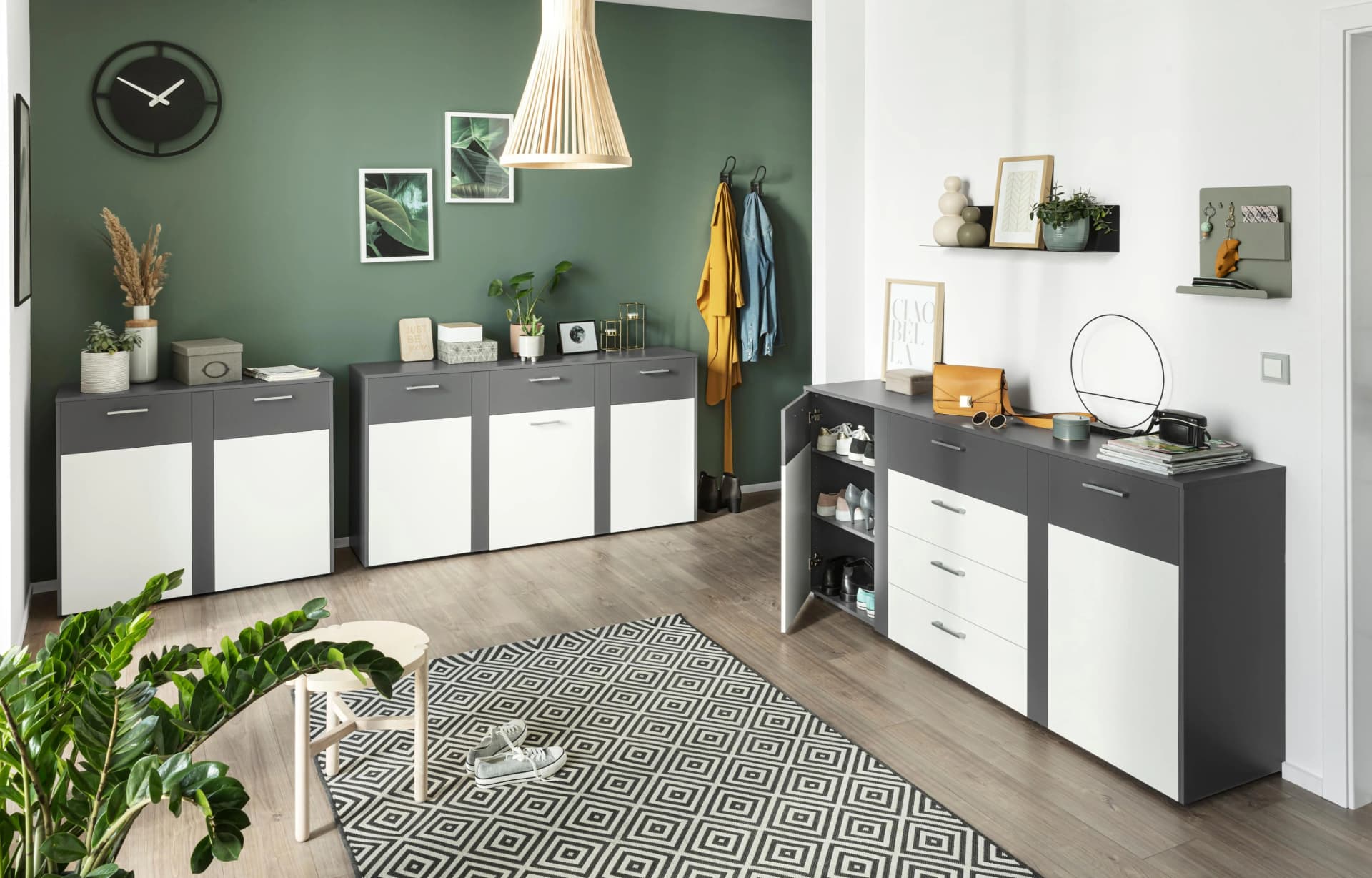 VOGL MÖBELFABRIK Tirent Kommode 4 Schubkästen Graphit Weiß