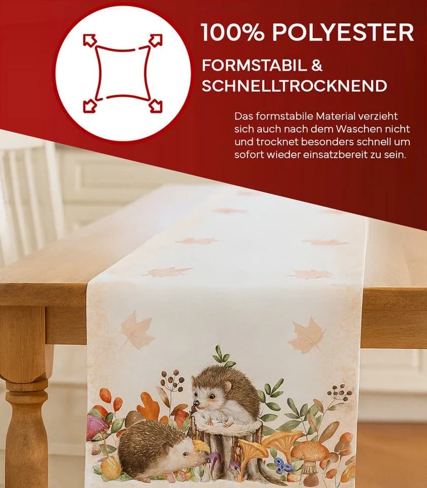 texpot Tischdecke Tischläufer Druck Igel Herbst