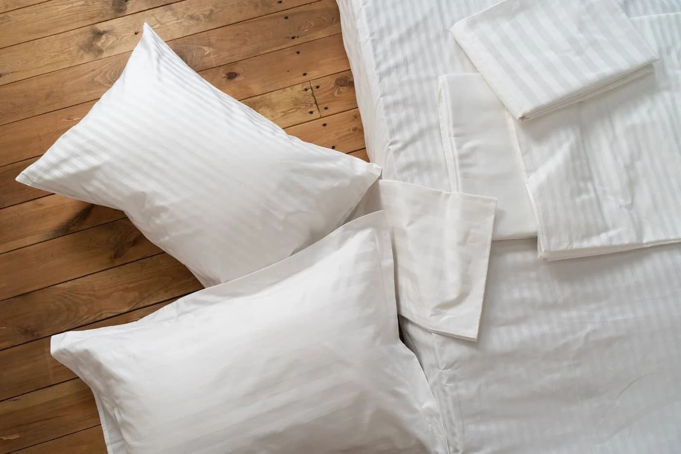 texpot Bettwäsche 20mm Streifen Weiß 100% Baumwolle Hotelverschluss