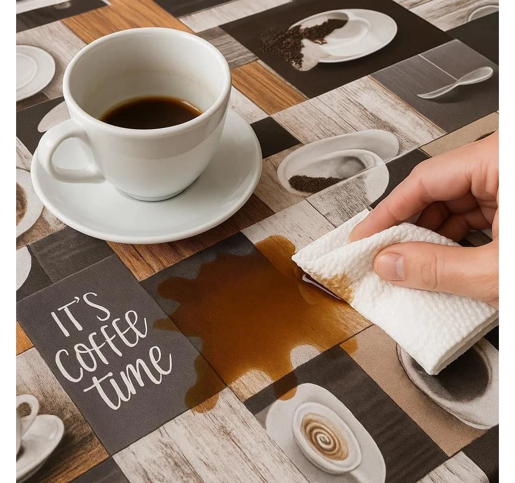 texpot Wachstuchtischdecke PVC mit Kaffeemotiven abwischbar