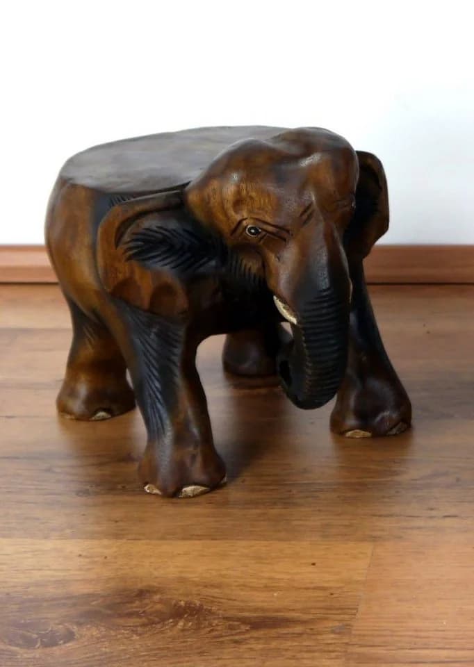 livasia Dekofigur Holzelefant mit Ablage, Hocker, Podest, Beistelltisch