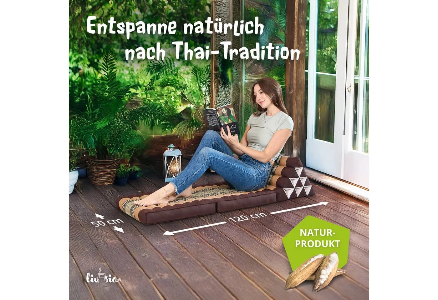 livasia Thaikissen 2 Auflagen Braun Kapok Füllung